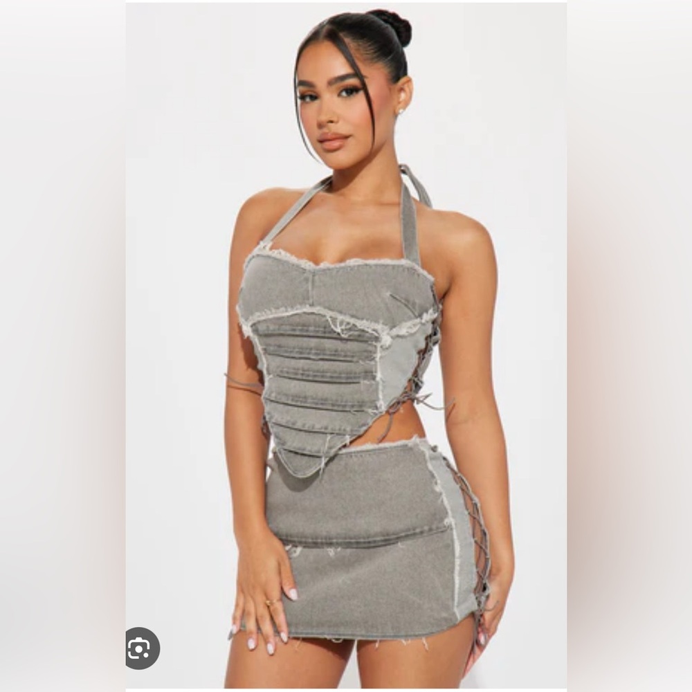 “A bit flirty denim skirt set”
